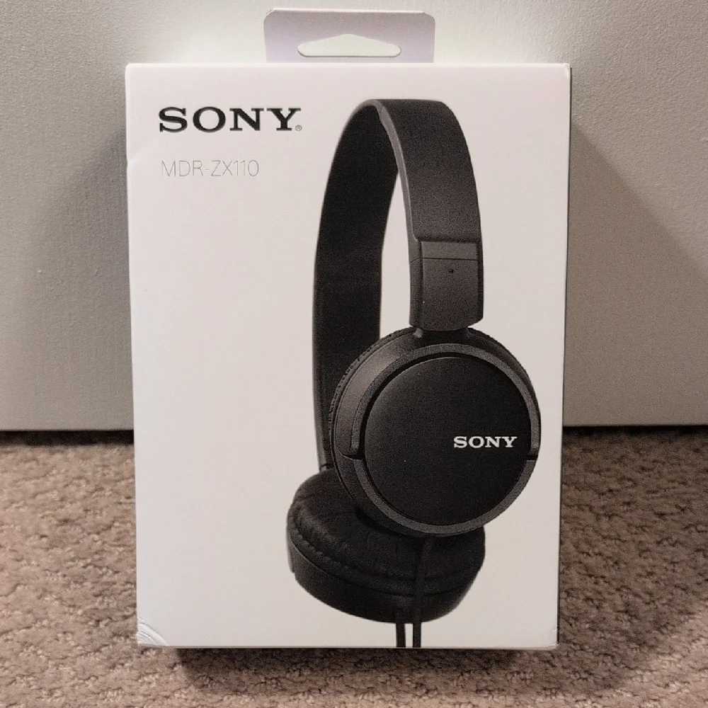 Sony On-Ear Black Headphones MDR-ZX110 NWT Factory Sealed
